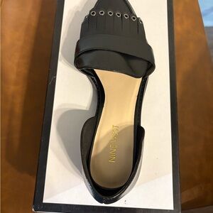 Nine West Black Loafers with Fringe Detail